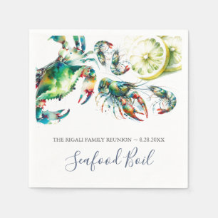 Kust Waterverf Vis en zeevruchten gepersonaliseerd Servet
