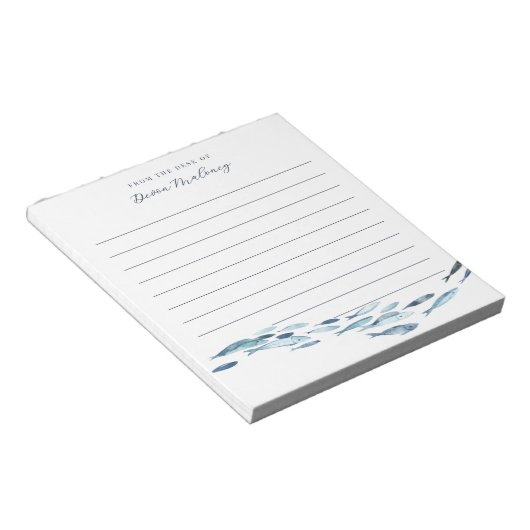 Kust Waterverf Vis gepersonaliseerd gevoerd Notitieblok (Schuin)
