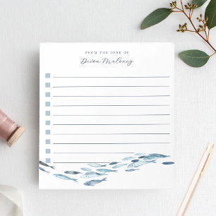 Kust Waterverf Vis gepersonaliseerde Lined To-Do Notitieblok