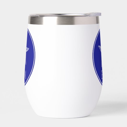 Kust Witte Zeester op Navy Blue Monogram (Links)