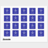 Kust Witte Zeester op Navy Blue Monogram Vierkante Sticker (Vel)