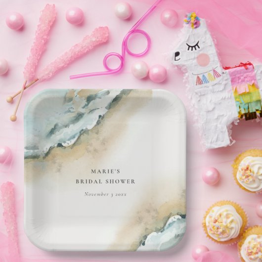 Kust Zee Golf Zand Strand Nautisch Bruidsdiner Papieren Bordje (Feest)