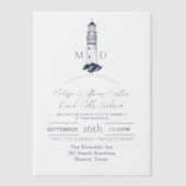 Kust Zee Strand Nautilus Vuurtoren Huwelijk Vellum Uitnodigingen (Voorkant)