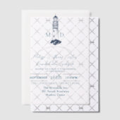 Kust Zee Strand Nautilus Vuurtoren Huwelijk Vellum Uitnodigingen (Offset (Uitnodiging))