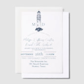 Kust Zee Strand Nautilus Vuurtoren Huwelijk Vellum Uitnodigingen (Offset)