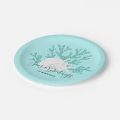 Kust Zeeen & Groeten Christmas Beach Aqua Blue Papieren Bordje (Gekanteld)