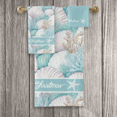 Kust Zeeschelp & Koraal Patroon#3 ID1009 Bad Handdoek
