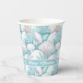 Kust Zeeschelp & Koraal Patroon#3 ID1009 Papieren Bekers (Voorkant)