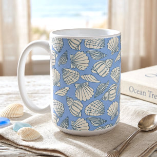 Kust Zeeschelp Strand Cottage Blauwe Koffiemok