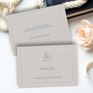 Kust Zeilboot Elegant Eenvoudig Huwelijk Bedankkaart
