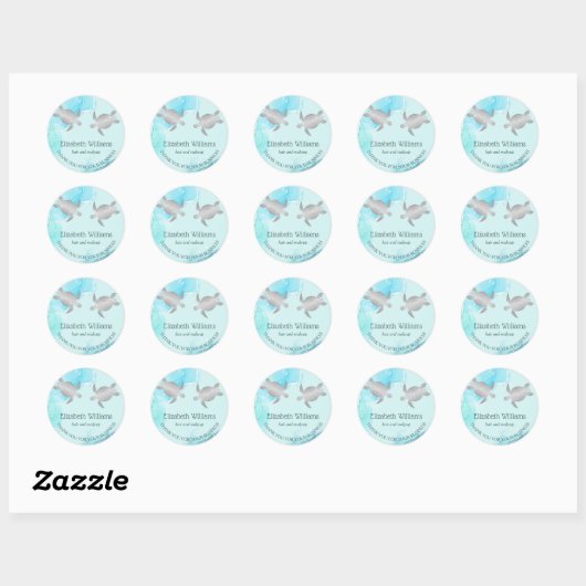 Kust Zilveren Blauwe Schildpadden Ronde Sticker (Vel)