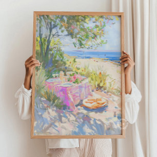 Kust Zomer Picnic Schilderij Print