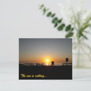 Kust Zomer Zonsondergang Silhouet Aankondiging