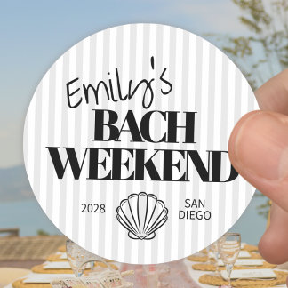 Kust Zwart Gestreepte Bach Weekend Schelp Ronde Sticker