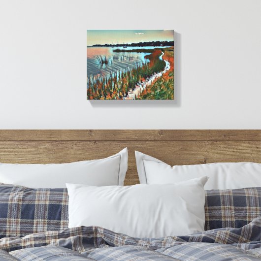 Kustafdruk Kustpad Vergerasterd Canvas afdrukken (Insitu (Slaapkamer))