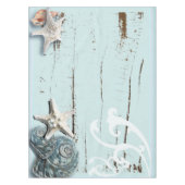 Kustaqua blauw strand hout zeesterren schelp tafelkleed (Voorkant)