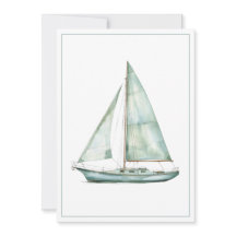 Kustblauw Aquarel Zeilboot Gepersonaliseerde Notit
