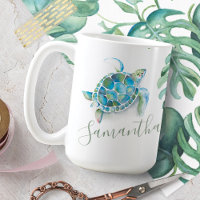 Kustblauw en groen Zee schildpad op maat