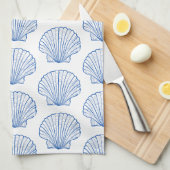 Kustblauw en witte schellop theedoek (Quarter Fold)