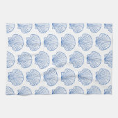 Kustblauw en witte schellop theedoek (Horizontaal)