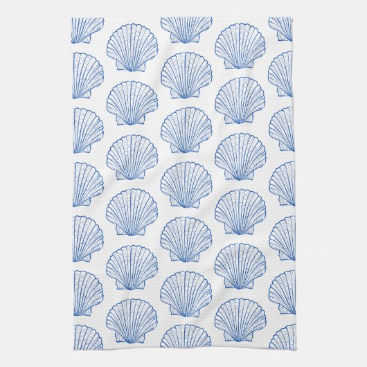 Kustblauw en witte schellop theedoek (Verticaal)