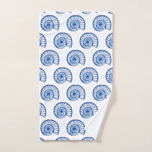 Kustblauw en witte schelpen bad handdoek (Handdoek)