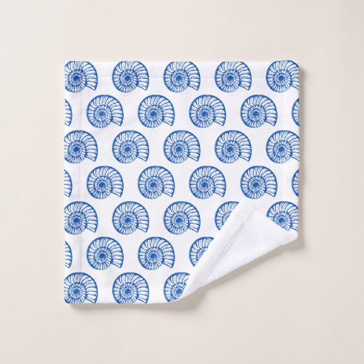 Kustblauw en witte schelpen bad handdoek (Wasdoekje)
