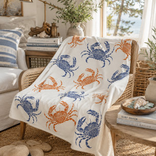 Kustblauw & Oranje Krab Sherpa Dekbed Deken