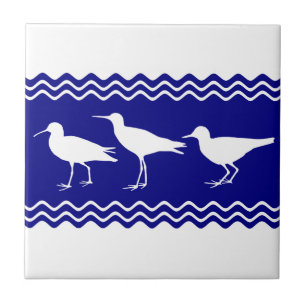 Kustblauw-witte zandvanger tegeltje
