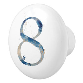 Kustblauwe bruine waterverf Nr. 8 Keramische Knop