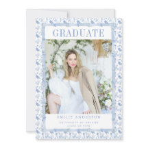 Kustblauwe diploma-uitnodigingskaart foto