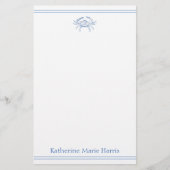 Kustblauwe en witte krab gepersonaliseerd briefpapier (Voorkant)