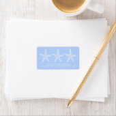 Kustblauwe en witte zeester gepersonaliseerd etiket (Insitu)