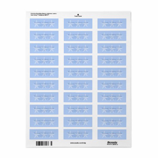 Kustblauwe en witte zeester gepersonaliseerd etiket (Full Sheet)