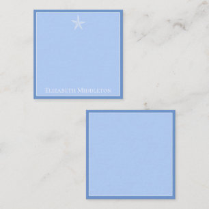 Kustblauwe en witte zeester gepersonaliseerd notitiekaartje