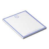 Kustblauwe en witte zeesterkrans Monogram Notitieblok (Schuin)