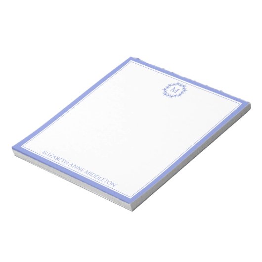 Kustblauwe en witte zeesterkrans Monogram Notitieblok (Gedraaid)