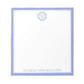 Kustblauwe en witte zeesterkrans Monogram Notitieblok (Voorkant)