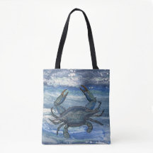 Kustblauwe krab canvas tas