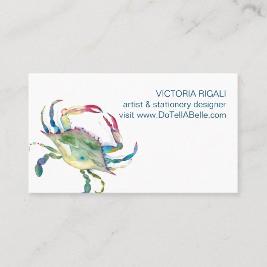 Kustblauwe krab Waterverf Beach Professional Visitekaartje (Voorkant)