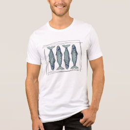 Kustblauwe Makreel Naadloos Oceaanvaspatroon Tri-Blend Shirt