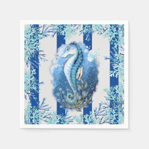 Kustblauwe Seahorse papieren servetten