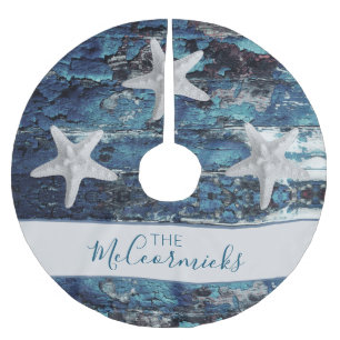 Kustblauwe Starfish Familie, speciaal gepersonalis Kerstboom Rok