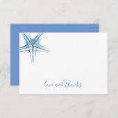 Kustblauwe Starfish Waterverf Hartelijk dank Bedankkaart (Voorkant / Achterkant)