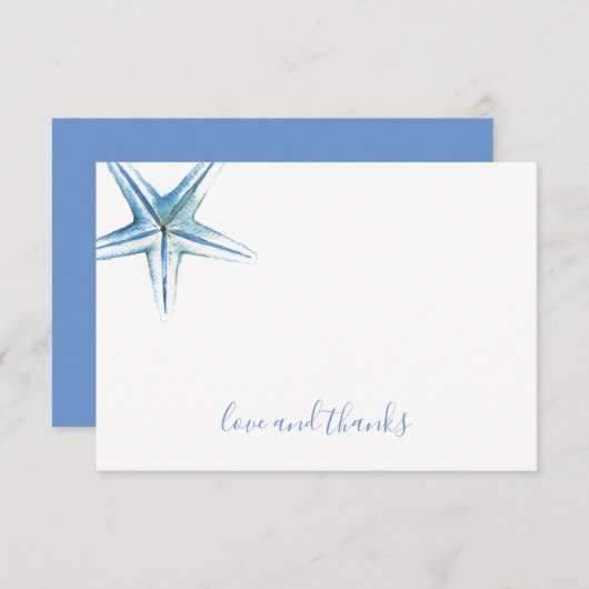 Kustblauwe Starfish Waterverf Hartelijk dank Bedankkaart (Voorkant / Achterkant)