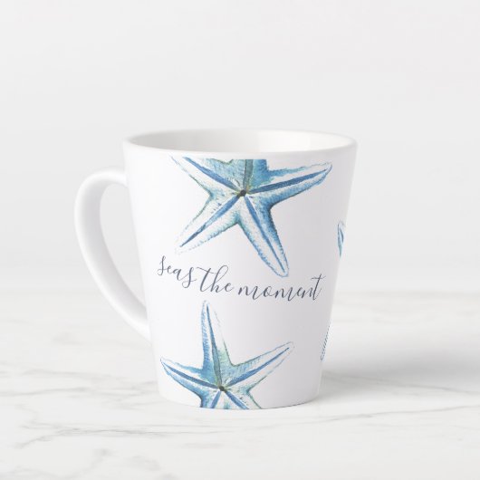 Kustblauwe Waterverf Latte Mok (Linkerhoek)