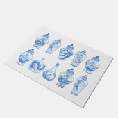 Kustblauwe witte Chinoiserie Temple Ginger Jars Deurmat (Schuin)