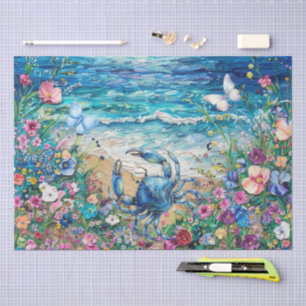 Kustbloem Blauwe Krab & Vlinders Decoupage Tissuepapier