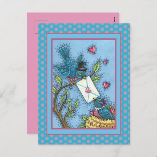 KUSTBLUEBIRD SCHEEPWERK, VERLIES VOGELS VALENTIJN FEESTDAGENKAART (Voorkant / Achterkant)