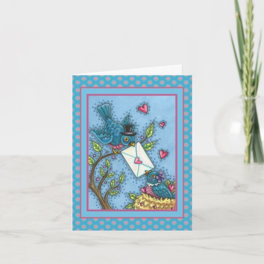 KUSTBLUEBIRD SCHEEPWERK, VERLIES VOGELS VALENTIJN KAART (Voorkant)